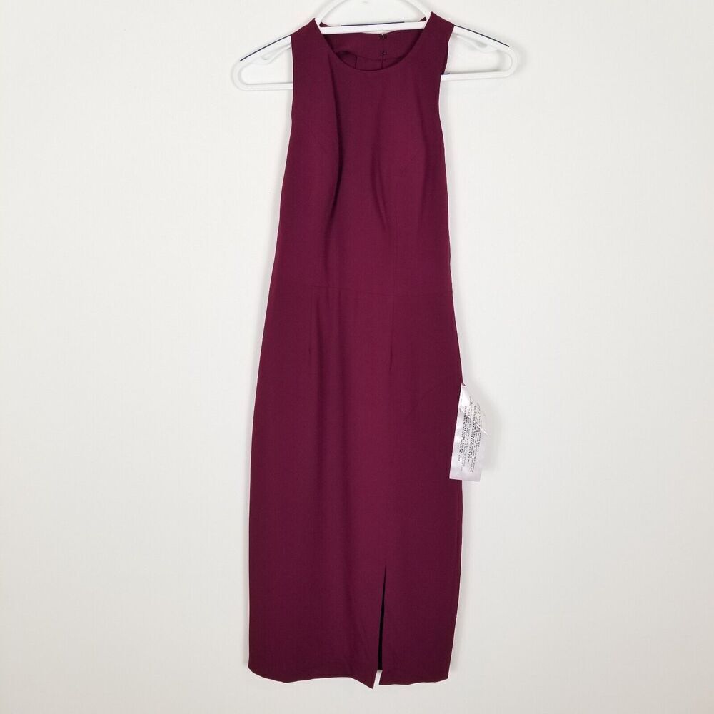 Dress the Population Women Emme Back Bow Sheath‎ Cocktail Dress Size S Wine
